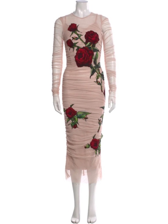 Dolce & Gabbana Dresses & Skirts - Dolce&Gabbana    Mesh Midi Length Dress  Pink IT42      Retail $3,800